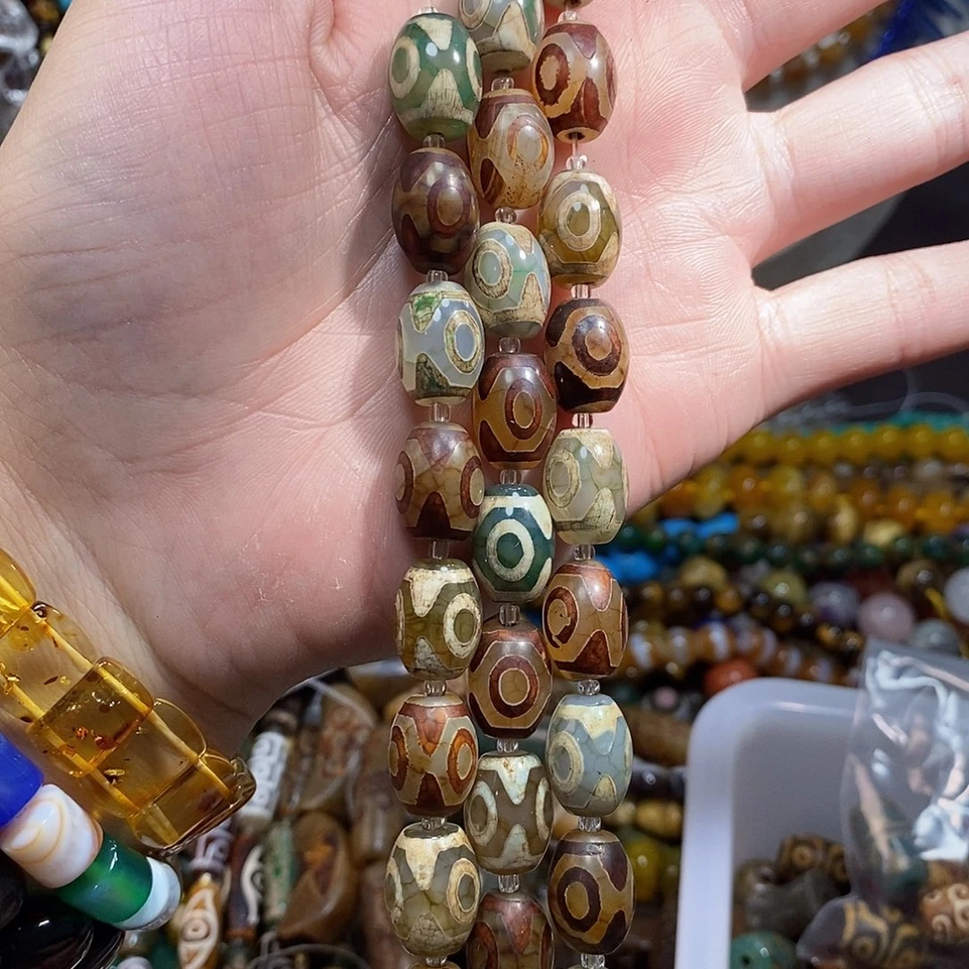 石英质玉未镶嵌，天珠桶珠多宝12mm，