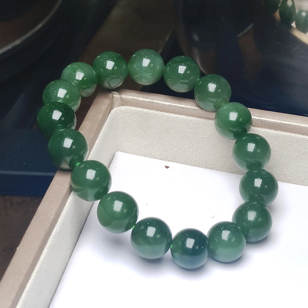 【老王优选】23045-天然和田玉碧玉手串多样性发一12mm