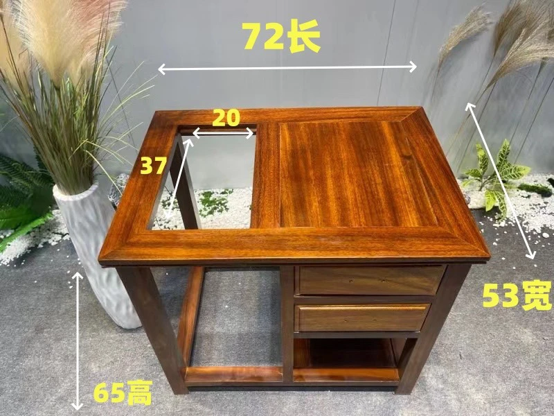 绿心檀圆盘豆双抽茶水柜实木大板(不包邮)