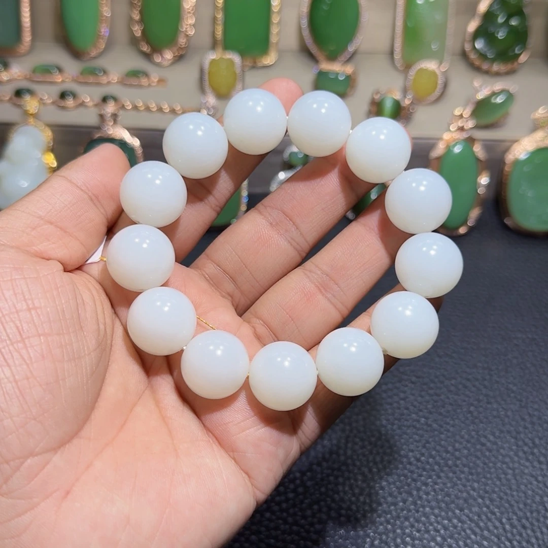 和田玉（白玉）手链未镶嵌用****5