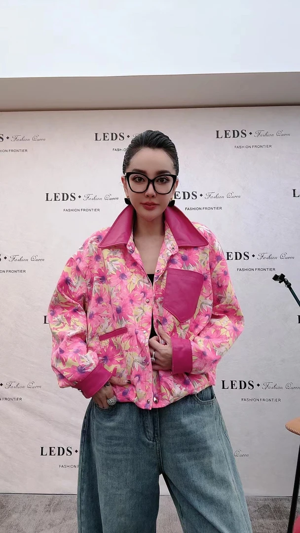 LEDS 86107（25273）春季个性百搭碎花立领薄款满印休闲短外套