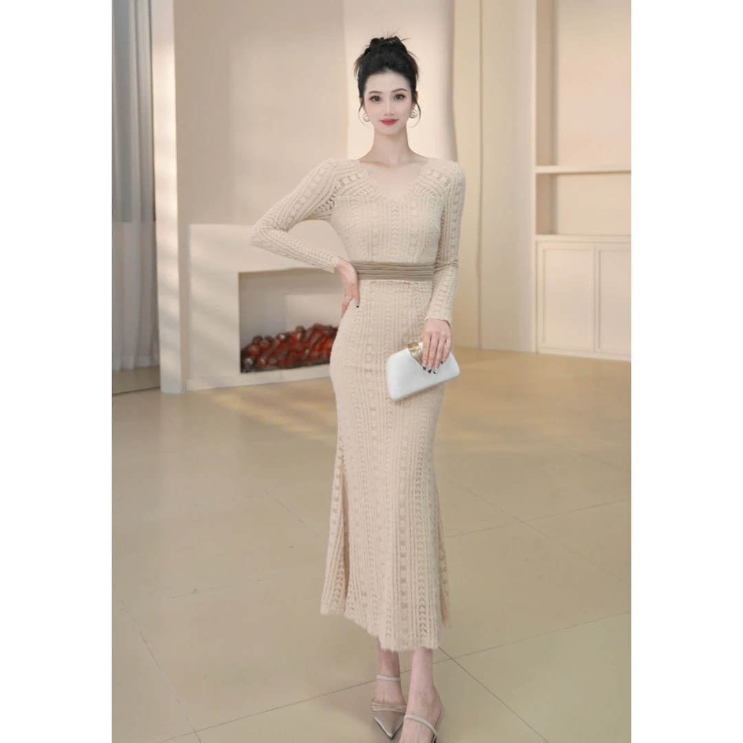 沐子的轻奢私藏【Mu/zi21976】秋冬轻奢收腰显瘦气质高腰名媛连衣裙