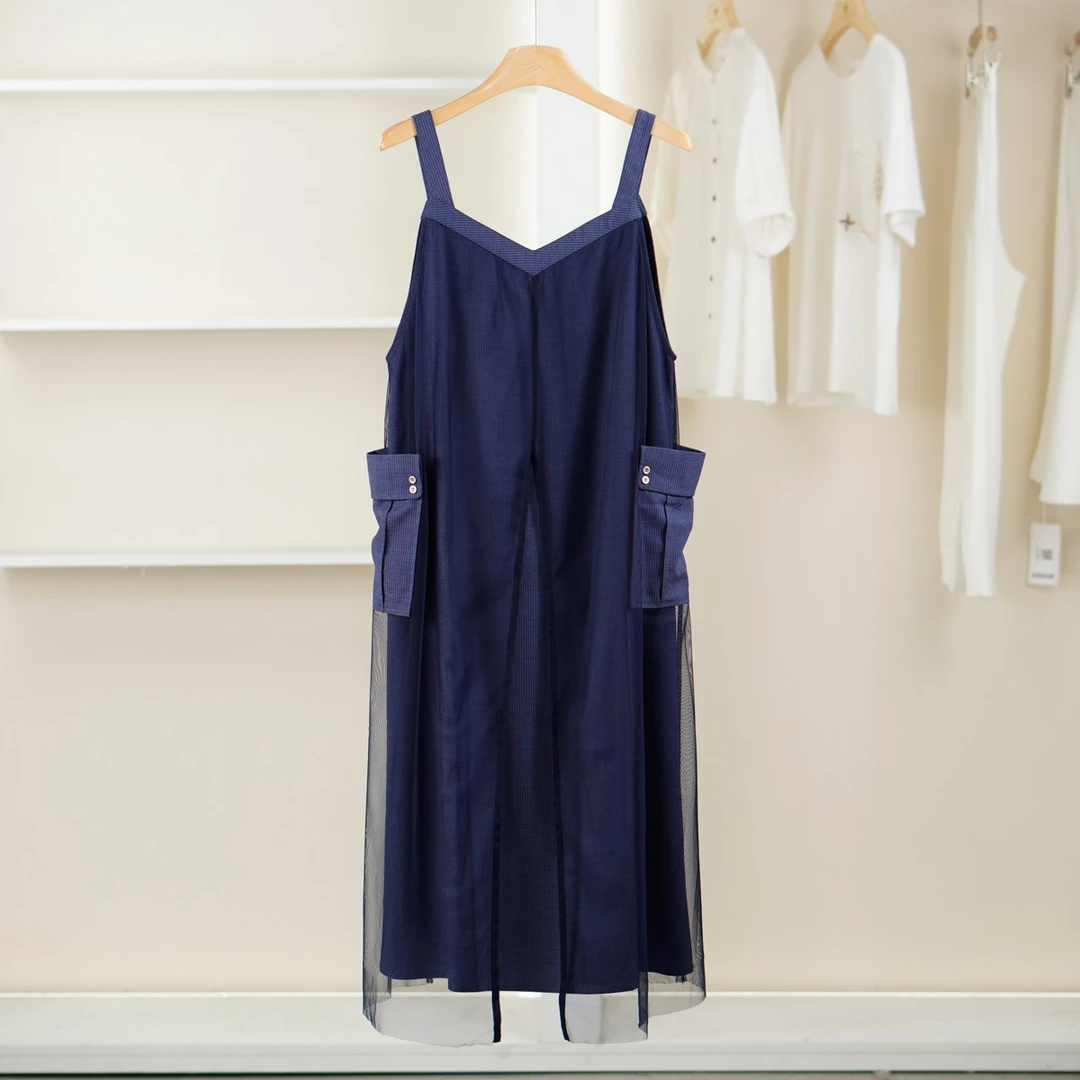 麦迪尚品【unbl】50905190 时尚网纱背带裙夏季女装品牌撤柜