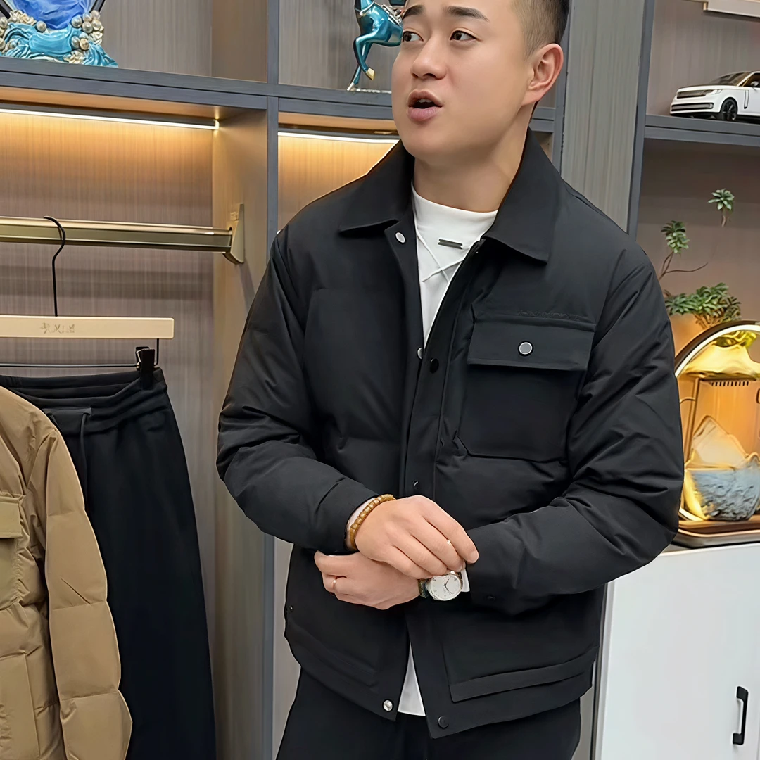 冬季新款男士百搭休闲修身款棉服翻领棉衣外套防寒保暖加厚潮流