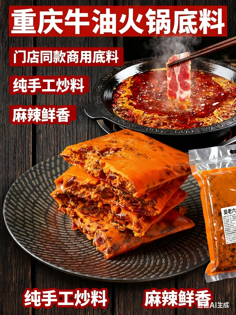 【火锅店专用】重庆正宗牛油火锅底料，商用家用，麻辣鲜香附带调料包
