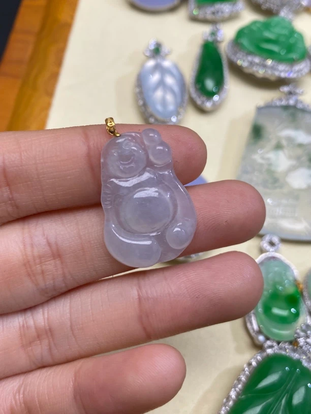 缅料翡翠A货布袋佛