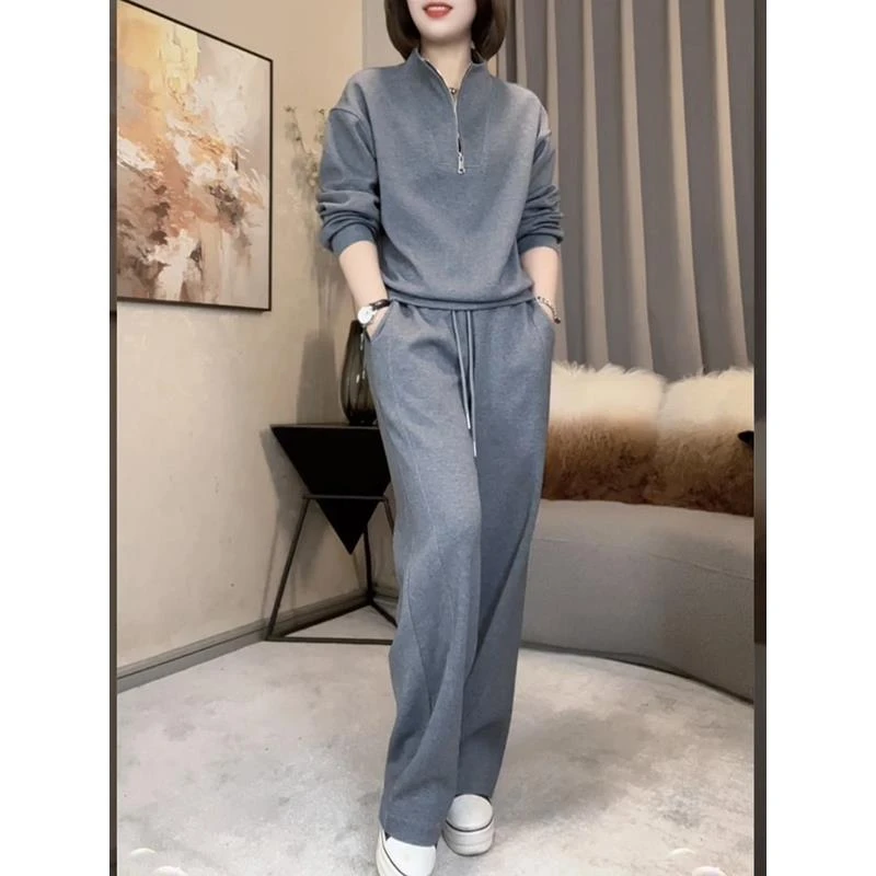 时尚运动套装2025春新款休闲大码时尚宽松显瘦卫衣长裤减龄两件套