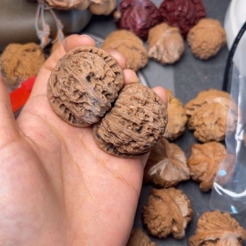 扵***笙文玩核桃吊坠白狮子