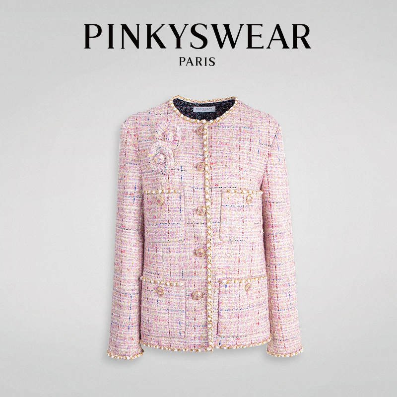PinkySwear花朵小香风毛呢外套WT7612
