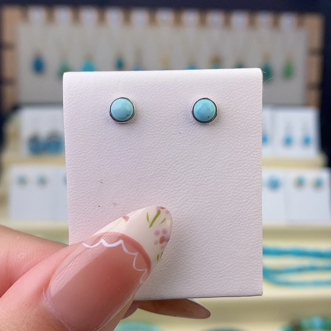 银S925镶嵌绿松石耳饰