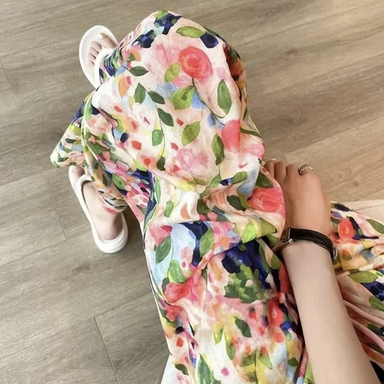 夏季居家人棉绵绸睡裤九分加大码宽松休闲家居裤ins可外穿遛弯裤