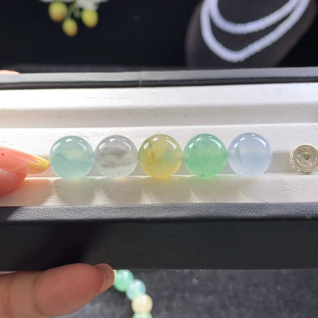 翡翠未镶嵌手串冰莫奈花园