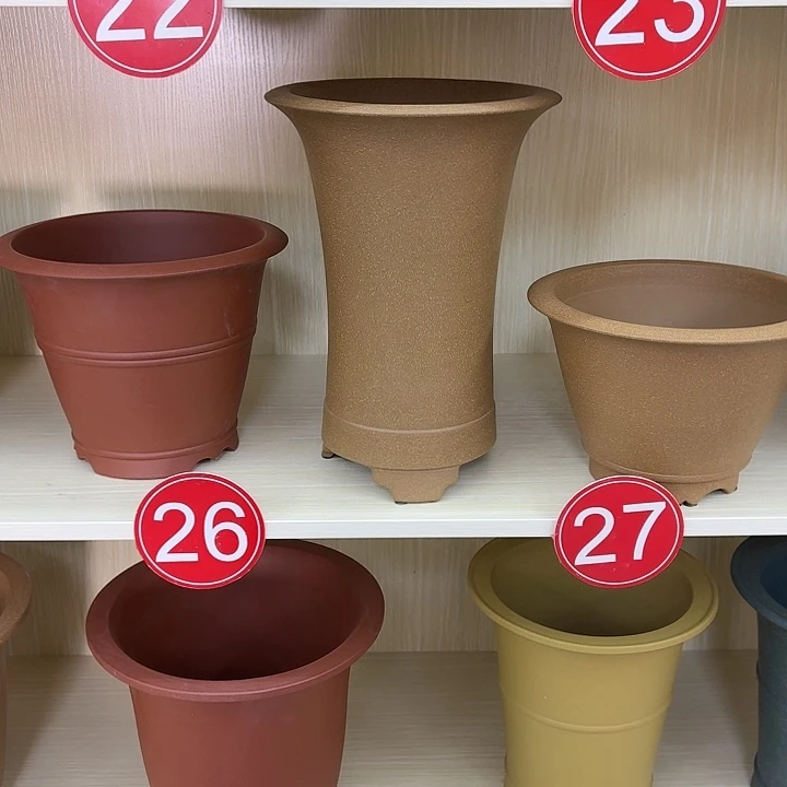 紫砂花盆老*长32束腰青段