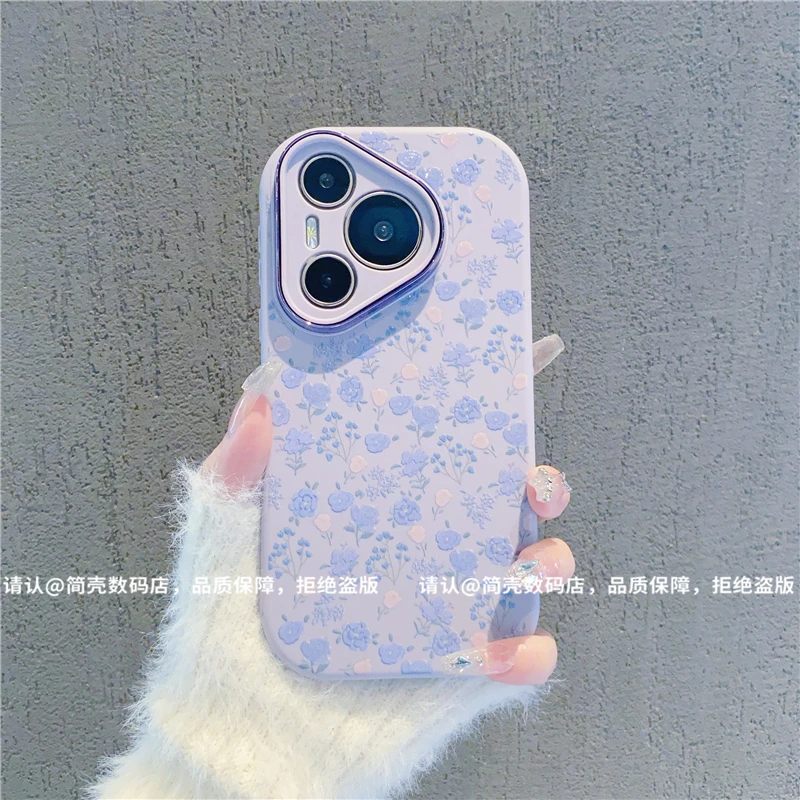 玫瑰花丛适用华为pura70系列金属小胖妹手机壳p60女p50防摔p40