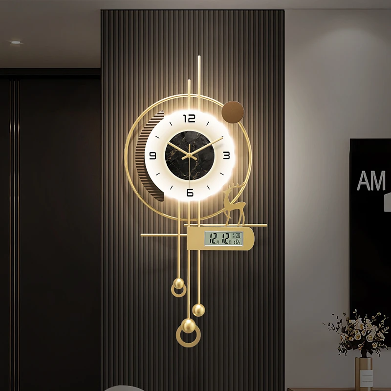 飞鸟集高级钟表2025年新款挂钟万年历客厅挂表电视钟表背景墙时钟