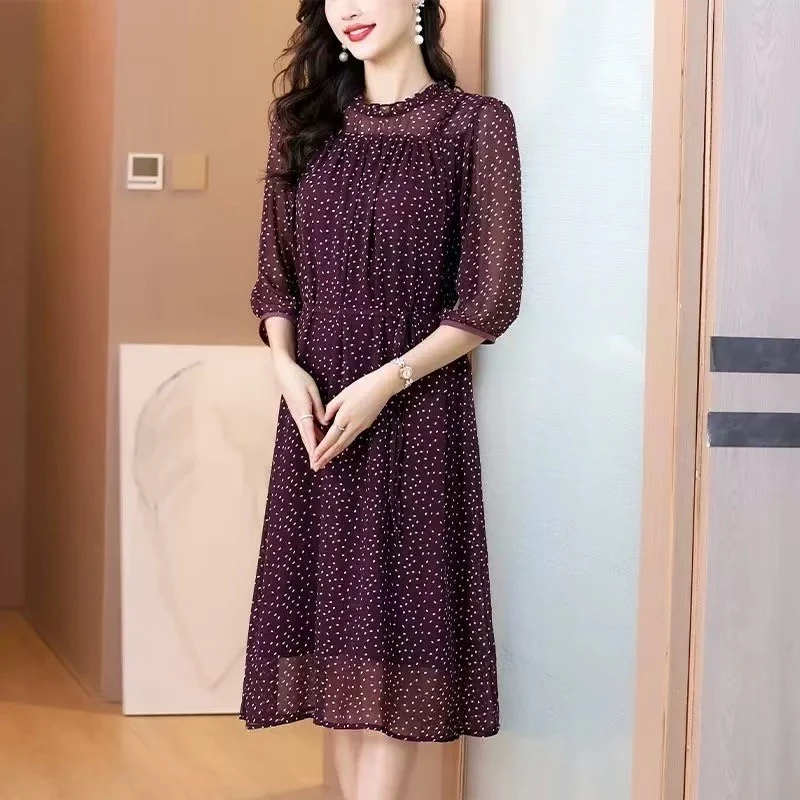 【小老弟专属】气质紫波点 高定显瘦夏季气质连衣裙时尚修身裙
