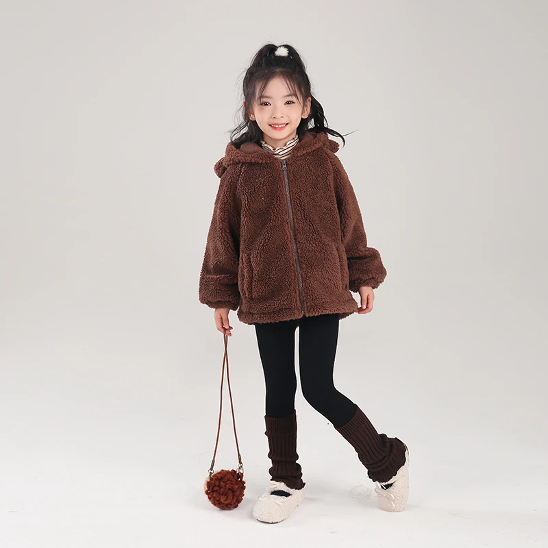 0769866女童外套羊羔绒上衣2025冬季新款洋气甜美小女孩棉服童装