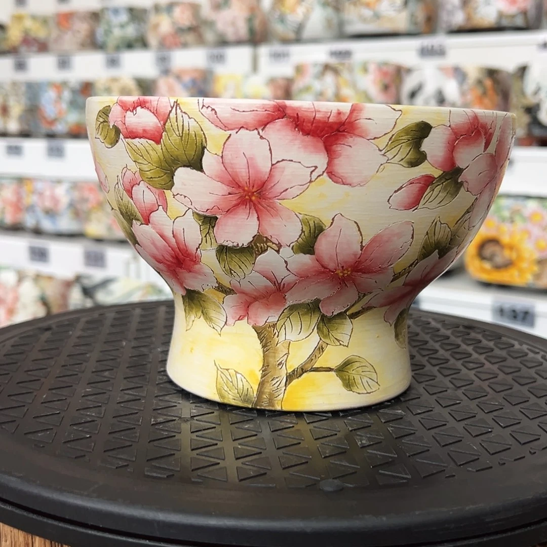 手绘陶瓷花盆口16高11.5