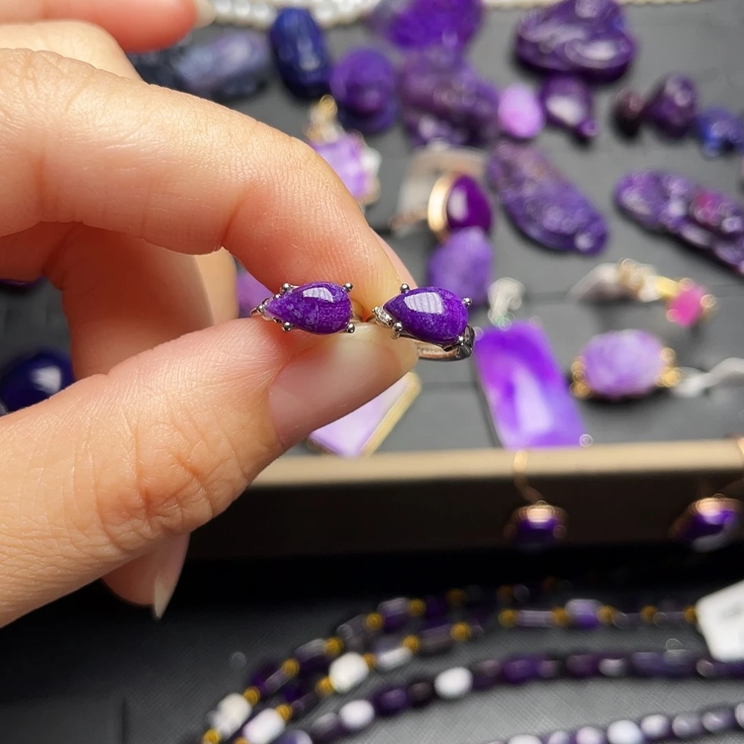 银S925镶嵌苏纪石（舒俱来）耳扣