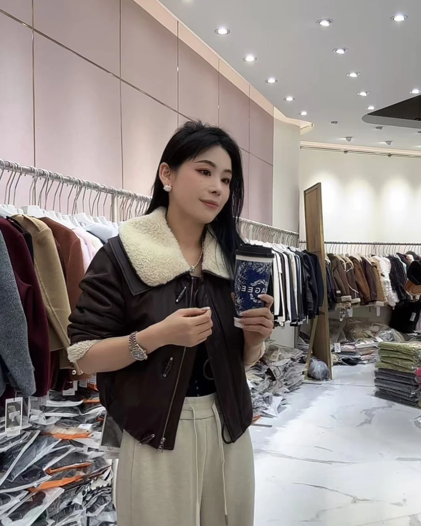 ZHUOXIXI【梦回罗马】高端静奢风复古港风毛毛外套-1125