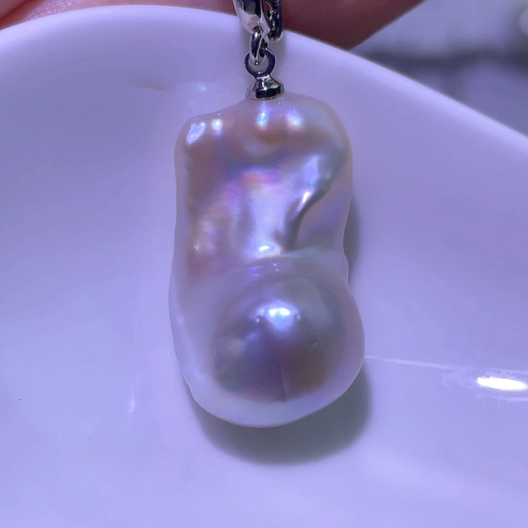 淡水珍珠银S925镶嵌天然淡水珍珠吊坠