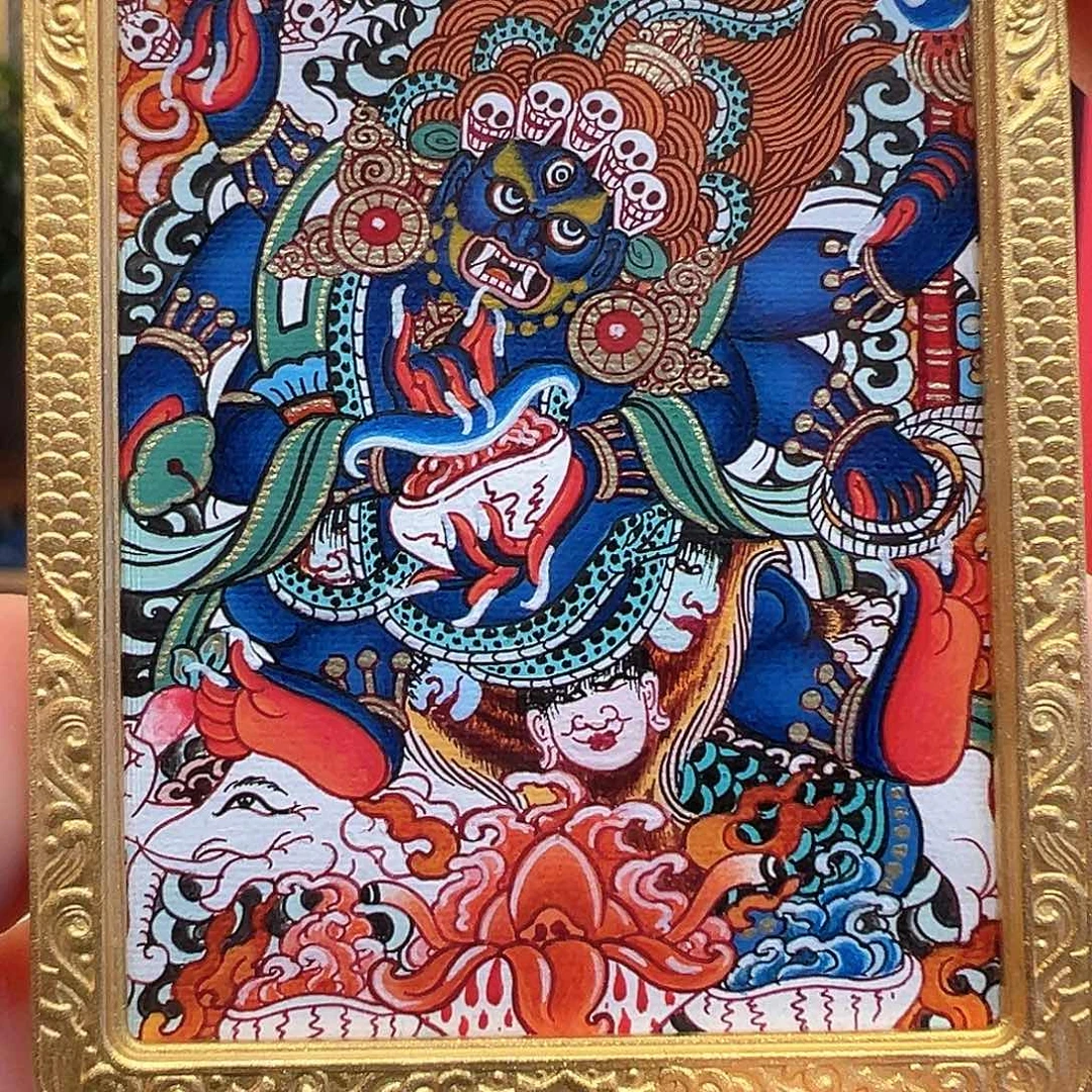 吊坠纯手绘热贡唐卡大黑天