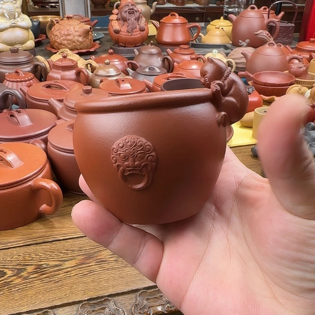 紫砂茶壶杯子朱泥