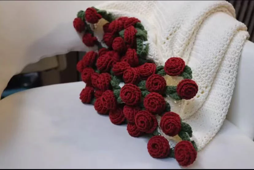 玫瑰花束毯子成品