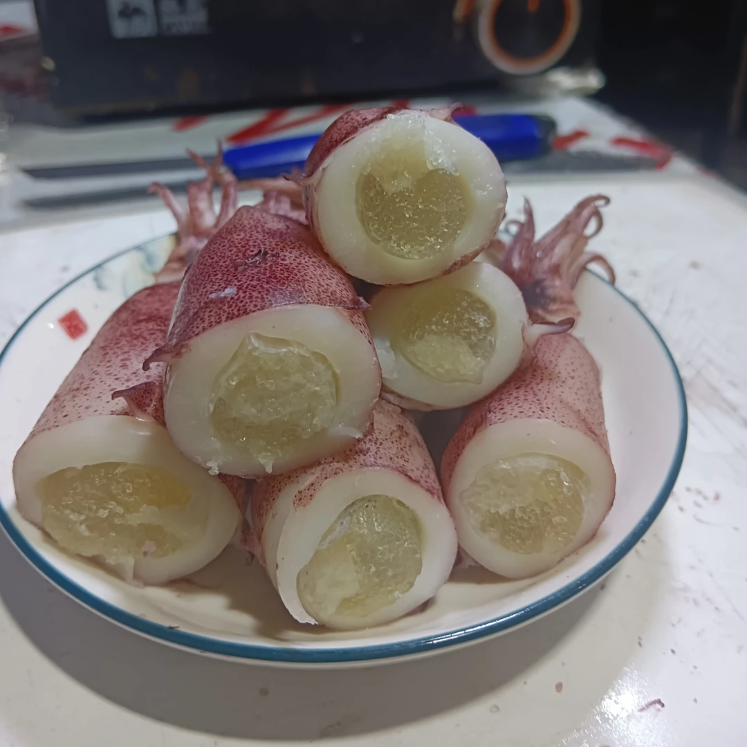 直播间直播样品 海钓鱿鱼 熟的 熟发 100%带膏介意切开的勿拍福利