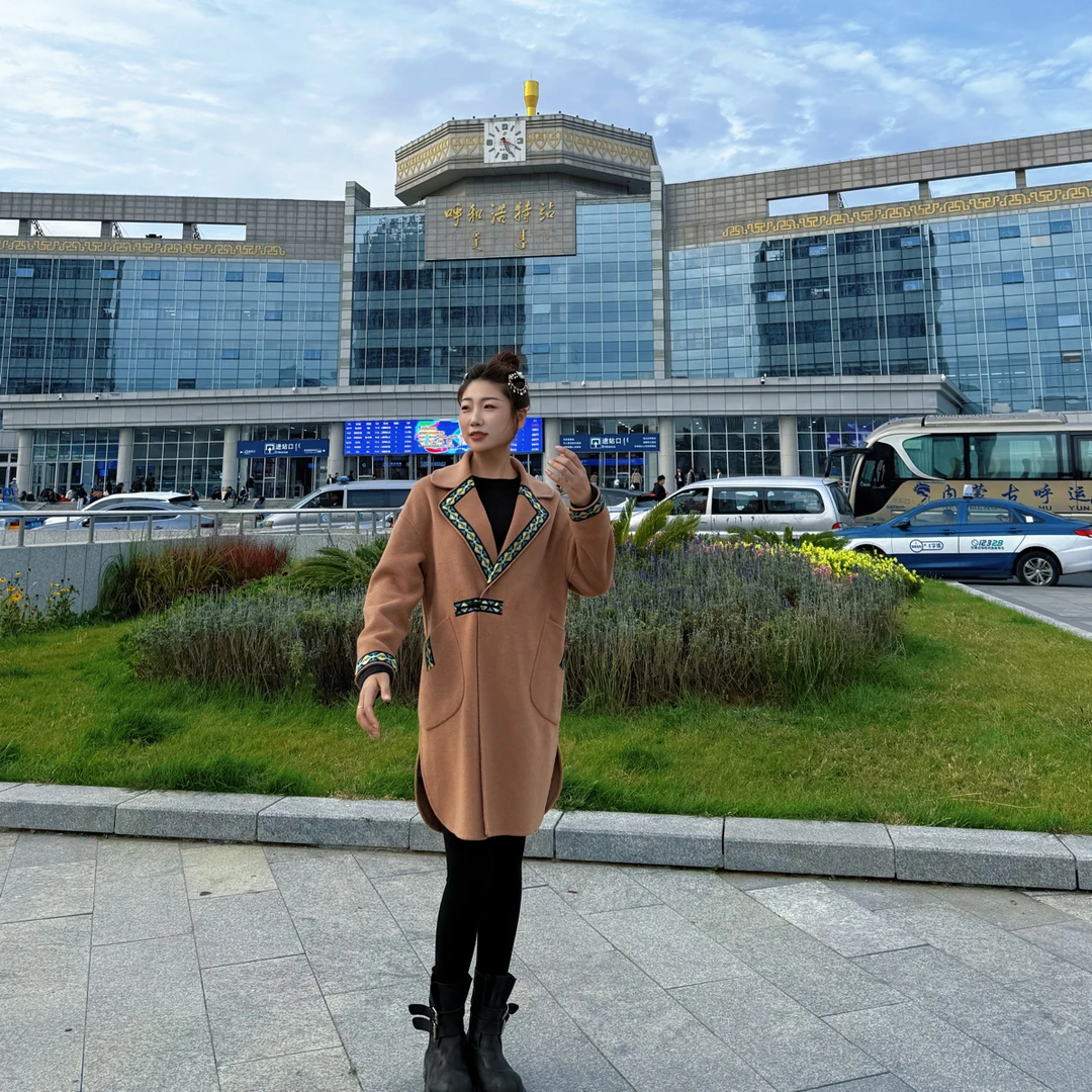 双面羊毛呢中长款外套