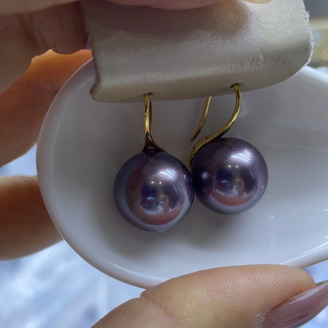 淡水珍珠银S925镶嵌耳饰