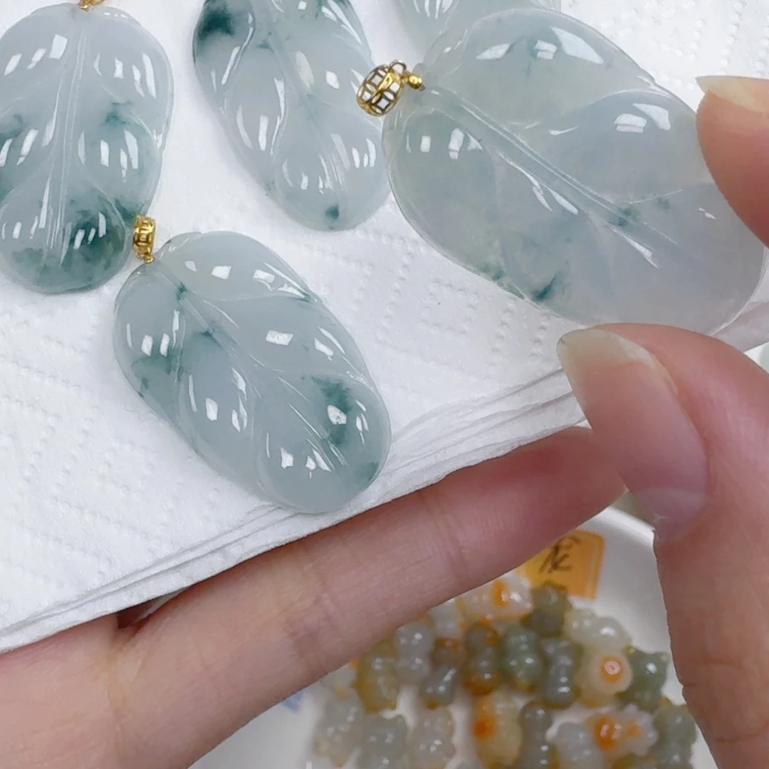 翡翠散珠18k叶子168一个可以选
