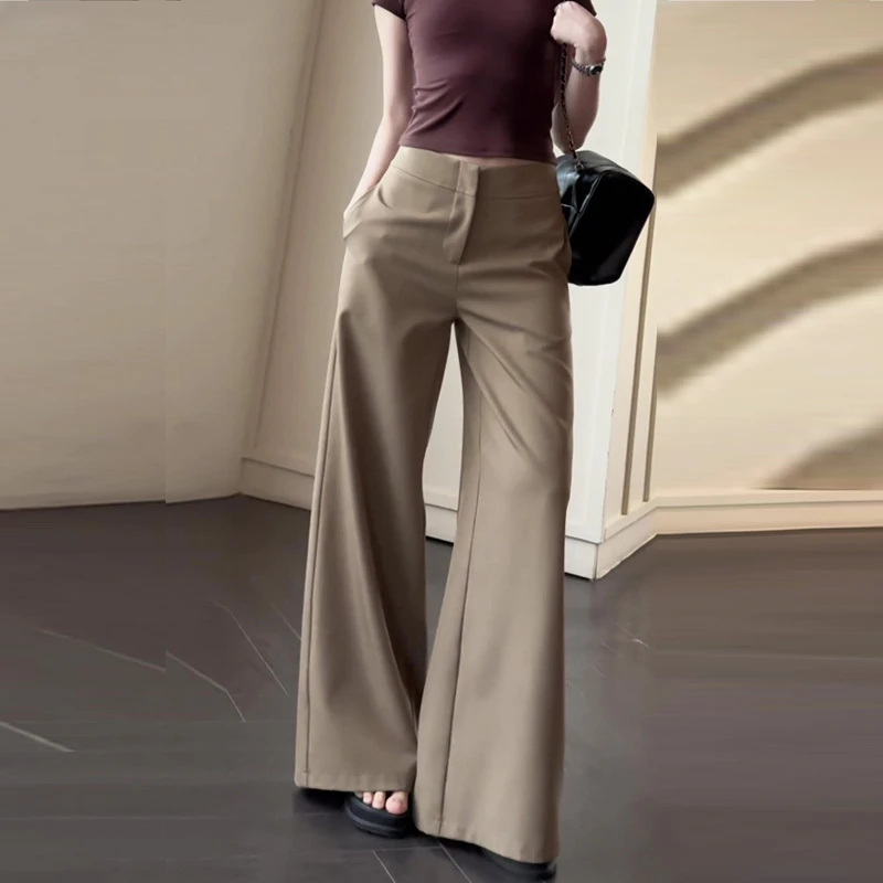 卡其色西装裤女2025新款高级松弛感穿搭时尚减龄休闲垂感阔腿长裤