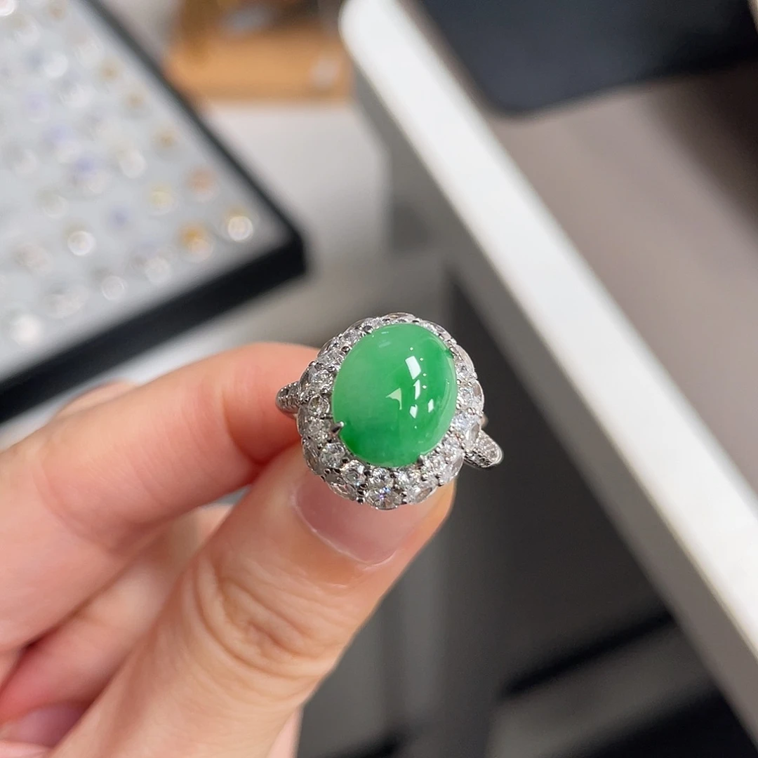 翡翠银S925镶嵌戒指