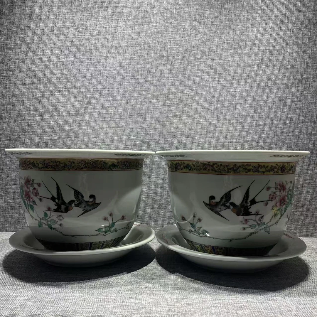 lot88013 567粉彩花鸟花盆/云南典藏