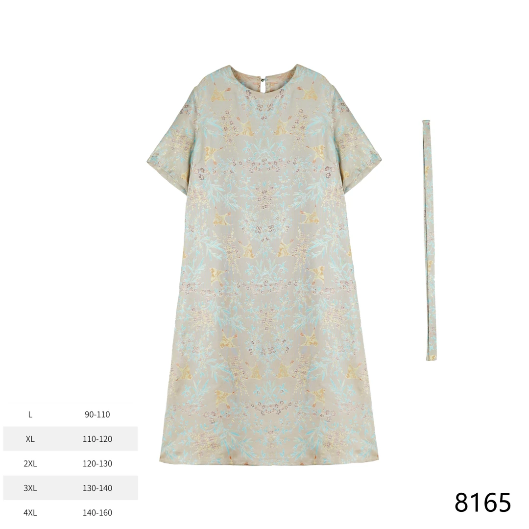 LL2025新款夏季宋锦时尚国风喜上眉梢异色萝连衣裙 8165-2