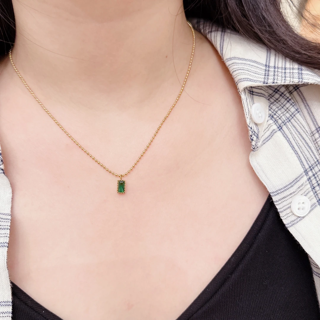 钛钢锆石项链 1010绿色心情 清爽百搭通勤项链