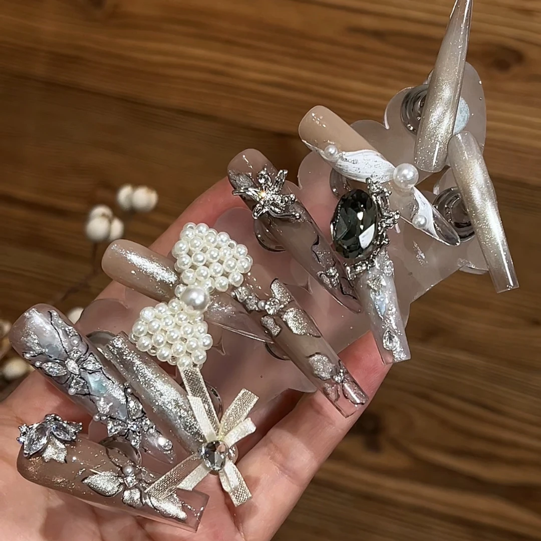【暮色繁星】施华洛奢华醋酸高定饰品重工猫眼手绘穿戴甲