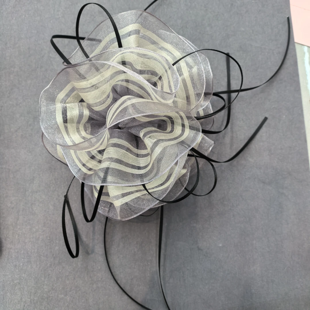 F910紫色纱纱条纹花朵泡菜款长不大抓夹