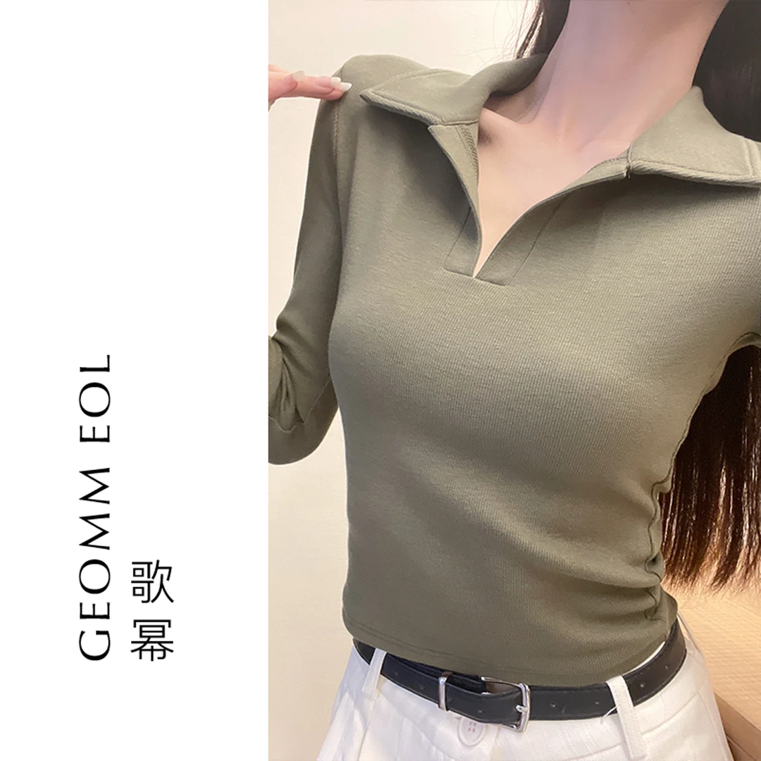 【48小时现货】 打底衫女内搭复古正肩字母修身长袖DYCT054/DYCT051