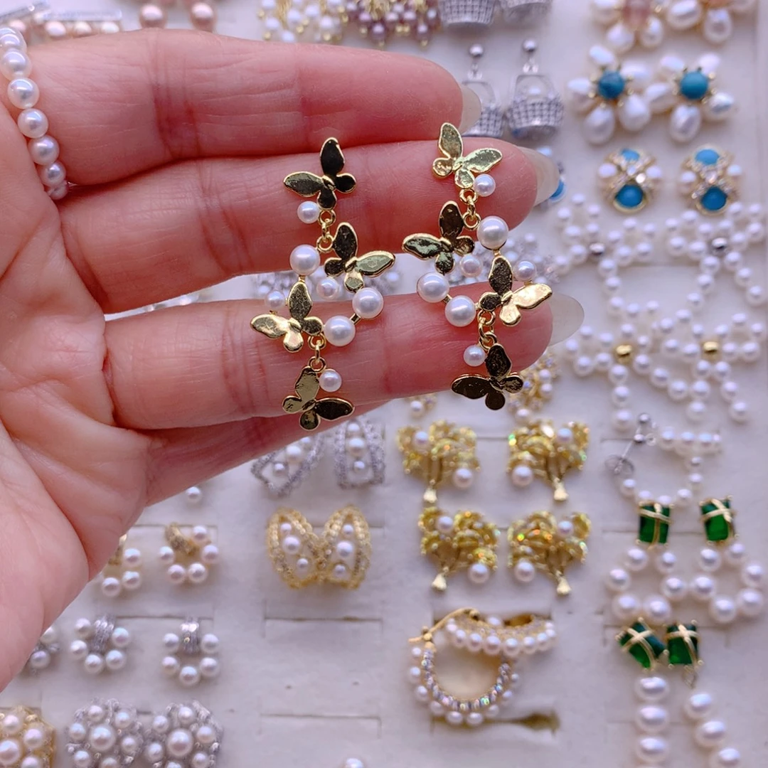 耳饰合金淡水珍珠