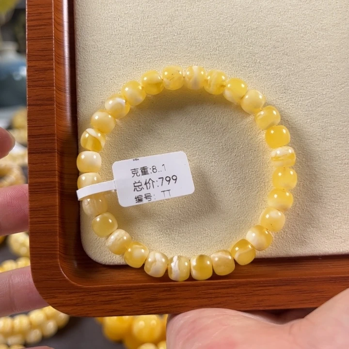 手串蜜蜡未镶嵌8mm金白精工老型tt