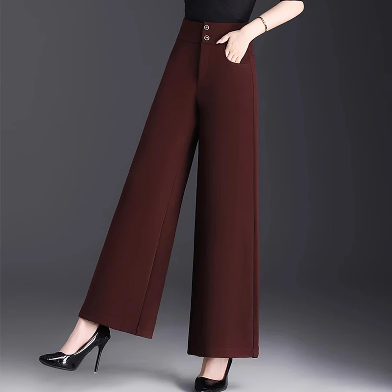 西装阔腿裤女春秋2025新款爆款高腰显瘦垂感宽松直筒裤妈妈休闲裤