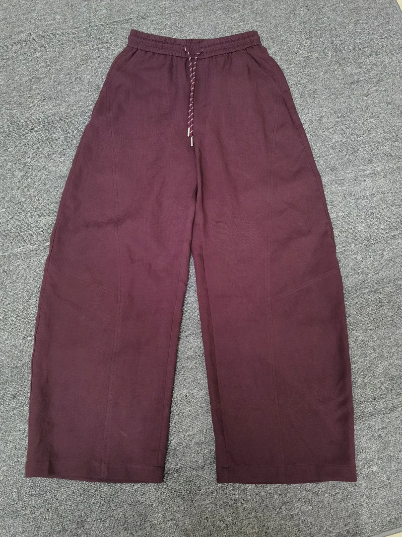 高腰抽绳垂感拖地阔腿新款显瘦百搭休闲亚麻裤金纯欲慵懒风女装