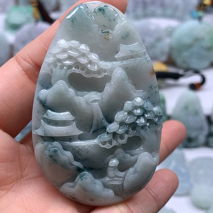 翡翠未镶嵌颈饰山水福利多彩颜色福利