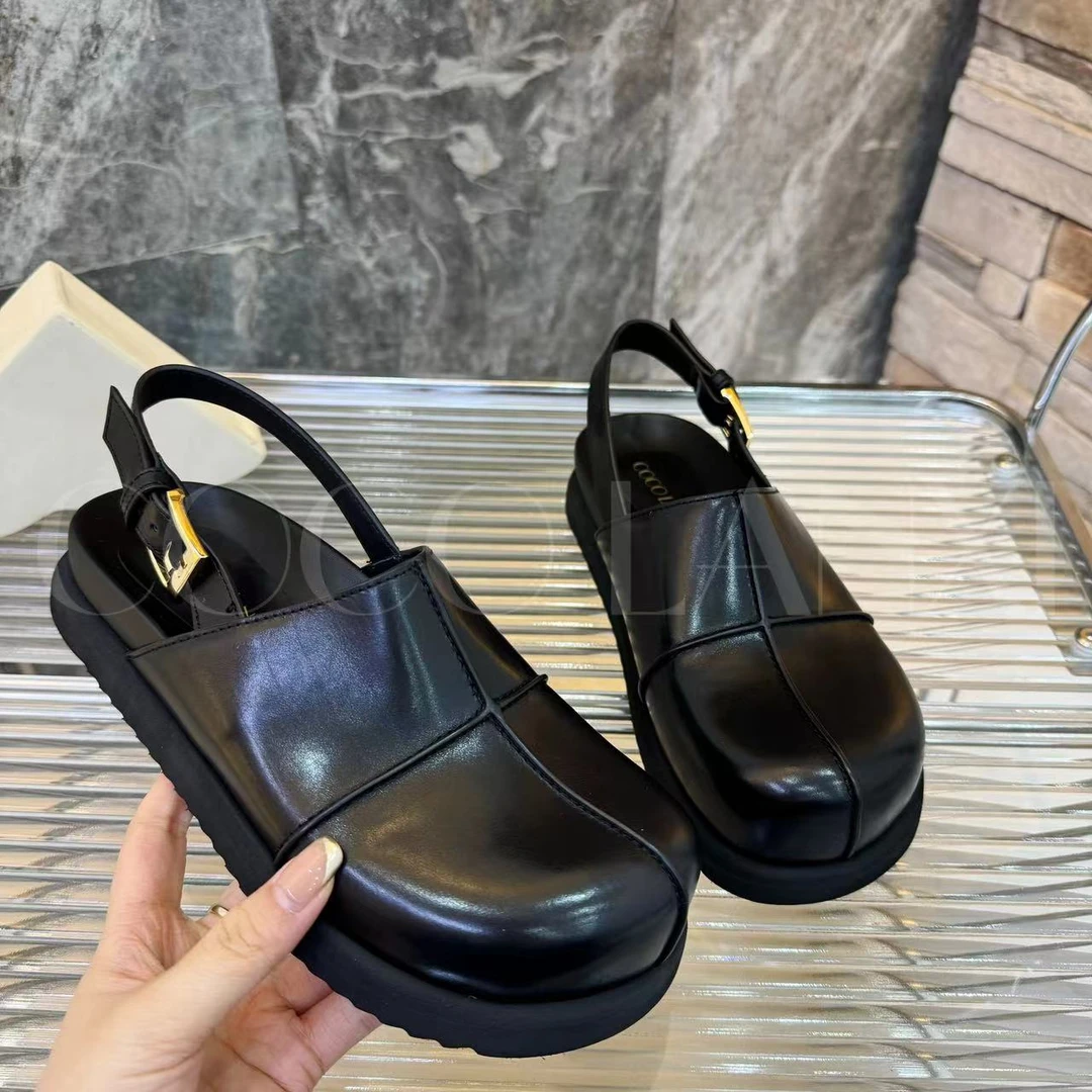 【沐风】百搭女士黑色软底厚底包头小单鞋24DX089LX