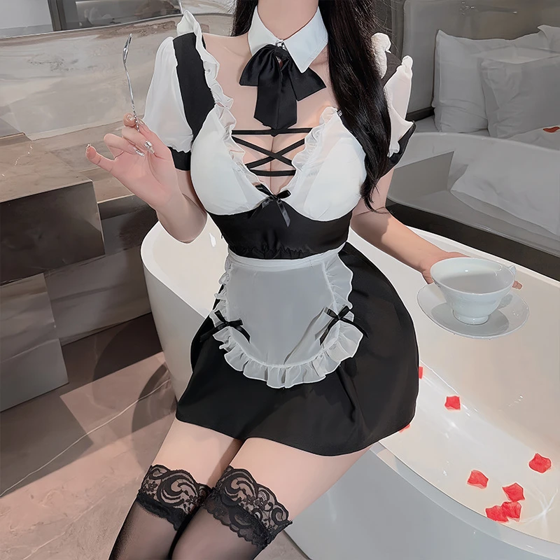 薇薇小店仆装日系cos学生女装带胸垫萝莉塔女佣套装二次元服#睡衣