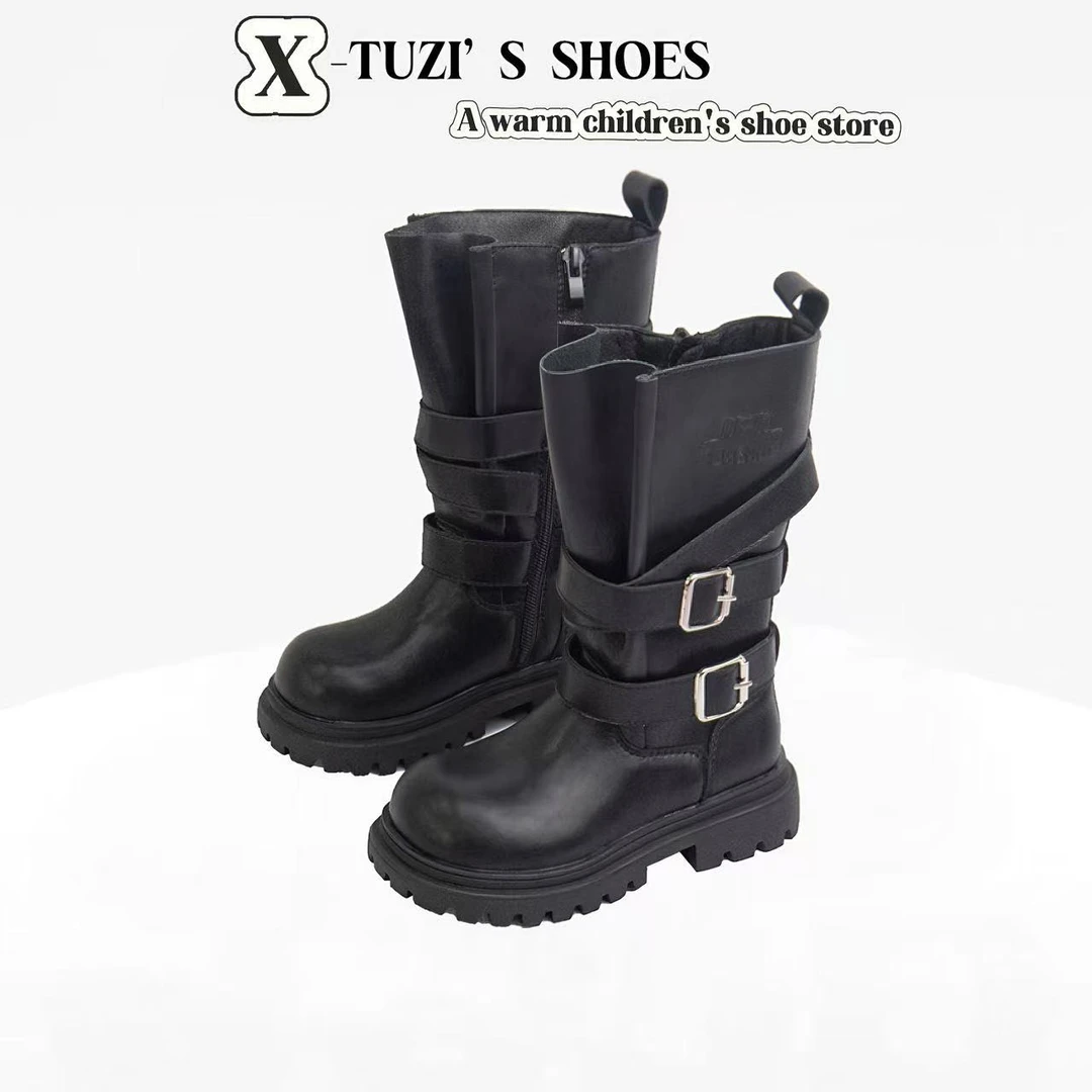 N.N【毒液高筒靴】男女童秋冬款真皮高筒靴 26079