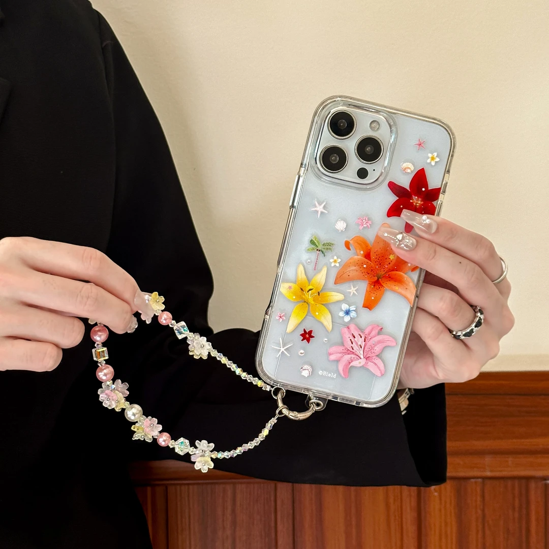夏日海岛花适用苹果16/15/14/13手机壳iphone16promax卡通保护套