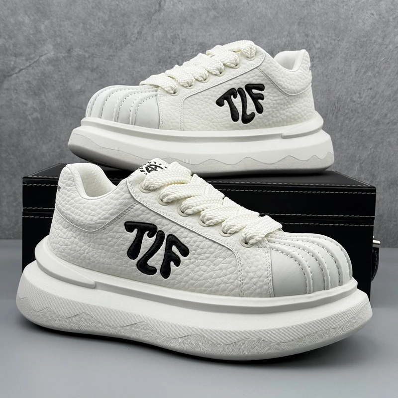 贝壳头男鞋2025冬季新款厚底增高鞋子系带低帮鞋小众设计休闲板鞋